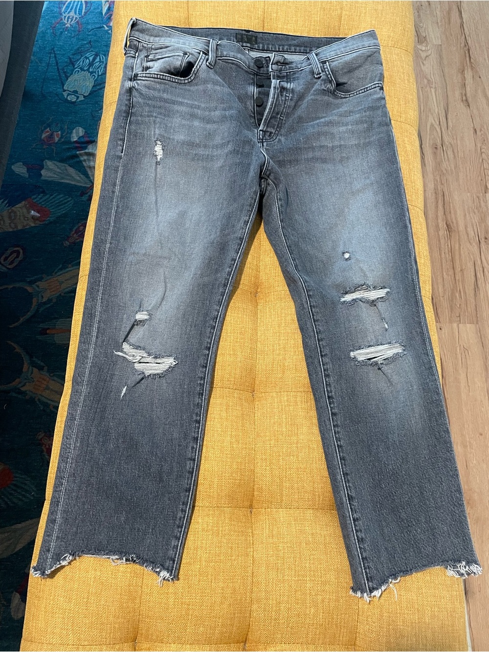 MOTHER Denim Scrapper Cuff Ankle Fray Jeans